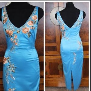 Mandalay Kardashian satin beaded cocktail dress